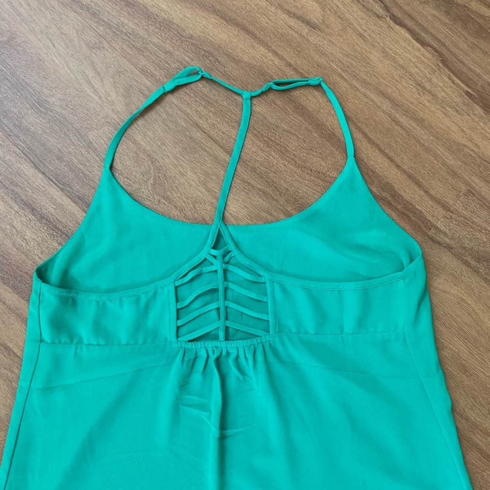 Green Sheer Razor Back Top - Picture 2 of 4